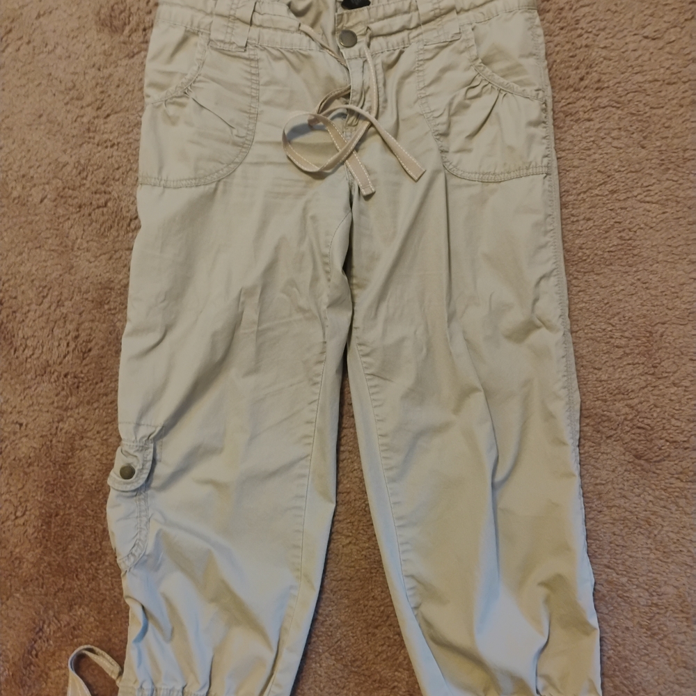 Beige Cargo Pants with Drawstring